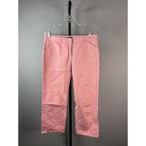 J Crew Pants Womens 10 Pink Chino Embroidered Bee Straight Cropped Favorite Fit.